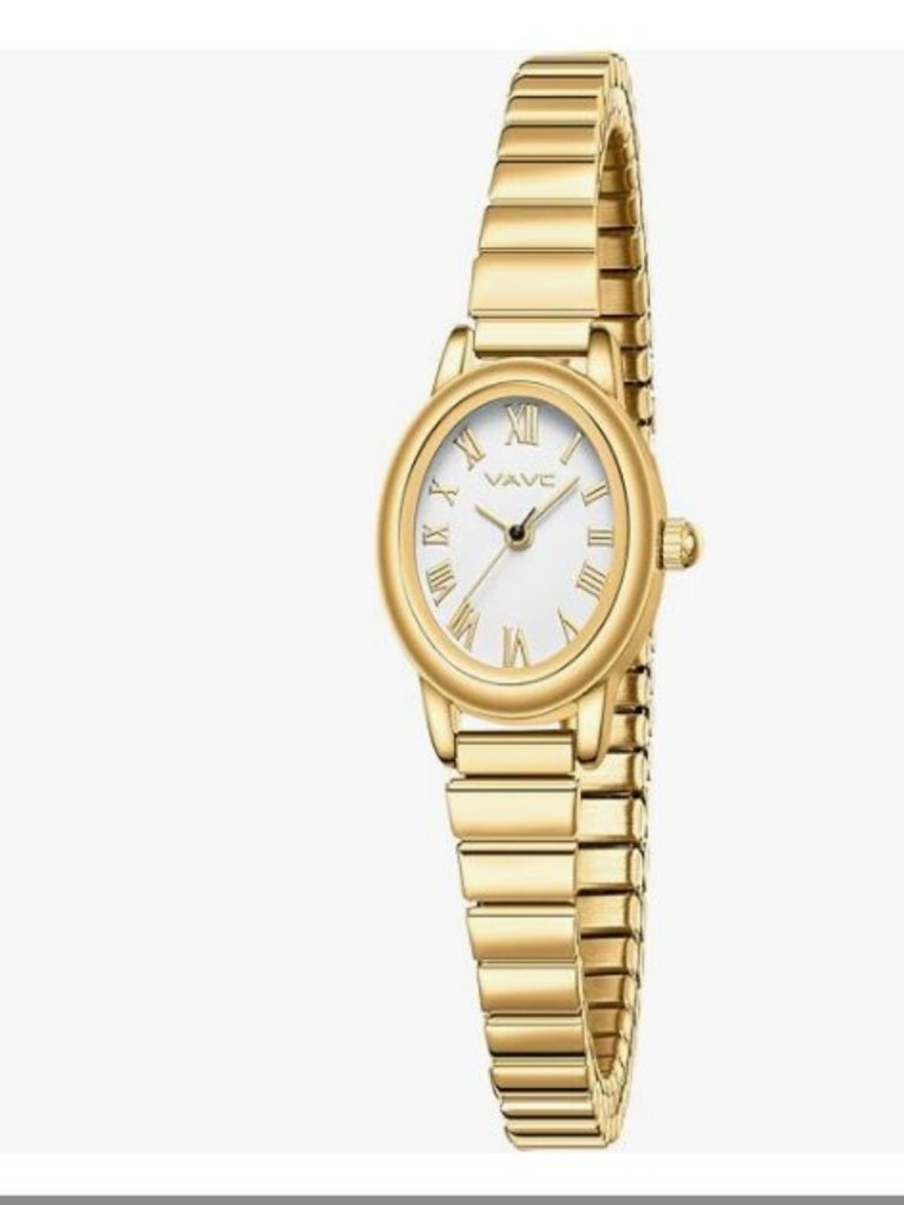 Women’s Gold Oval Watch Roman Dial Stainless Steel Expansion Band
